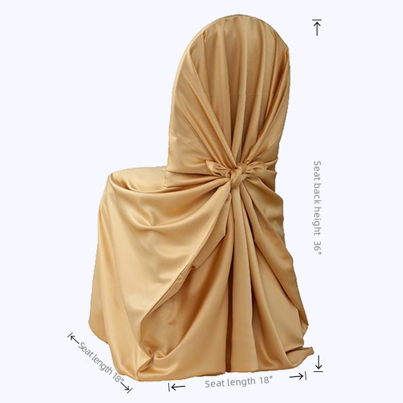 Satin Self - Tie Universal Chair Cover 44"x56" Ivory - YauSpark