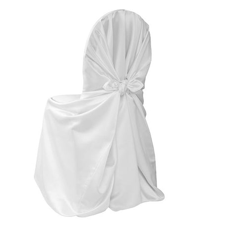 Satin Self - Tie Universal Chair Cover 44"x56" White - YauSpark