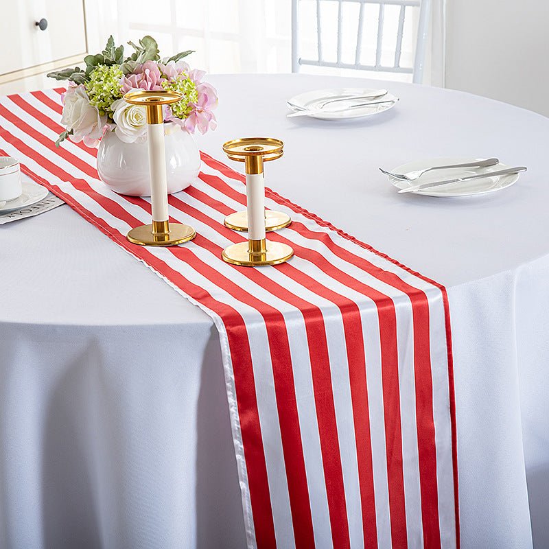 Satin Stripe Classic Table Runner 12"x108" Red White - YauSpark