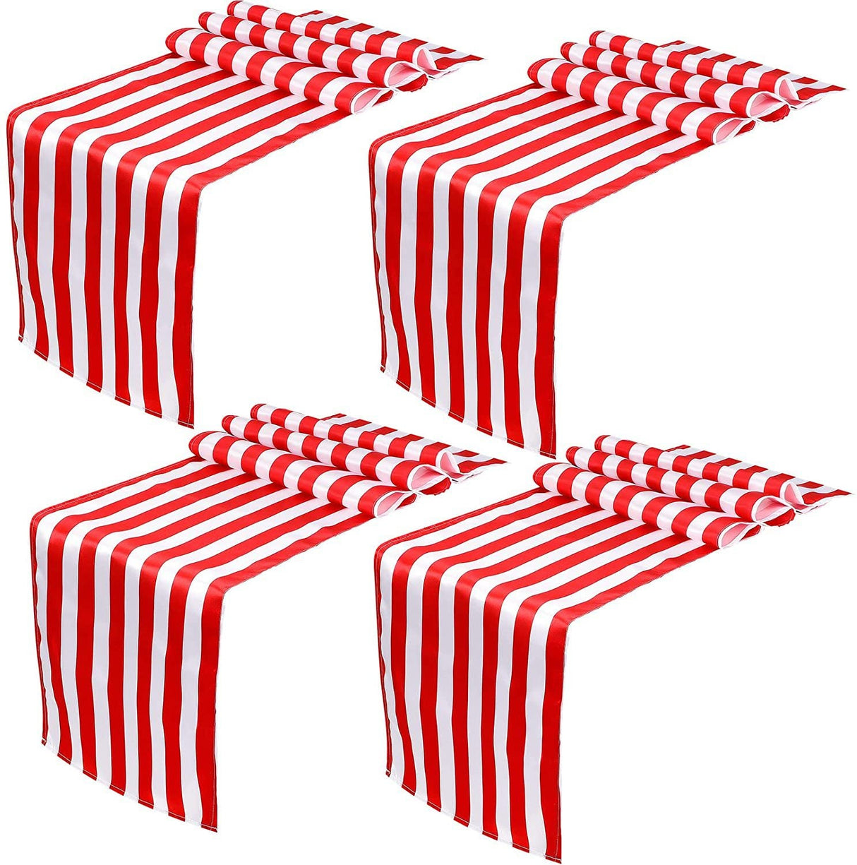 Satin Stripe Classic Table Runner 12"x108" Red White - YauSpark