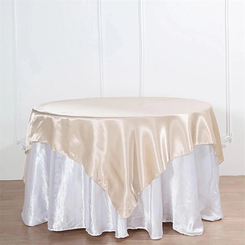 Satin Table Overlay 85"x85" Beige - YauSpark