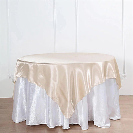 Satin Table Overlay 85"x85" Beige - YauSpark