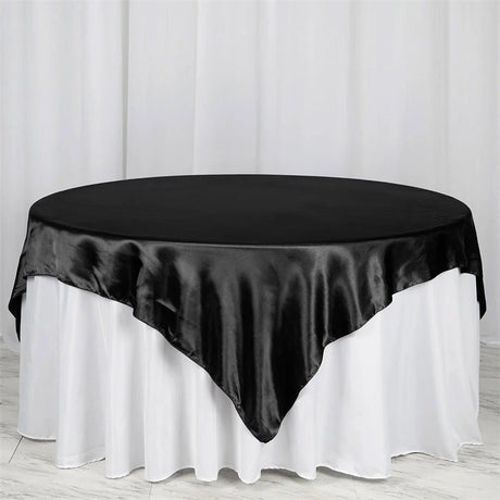 Satin Table Overlay 85"x85" Black - YauSpark
