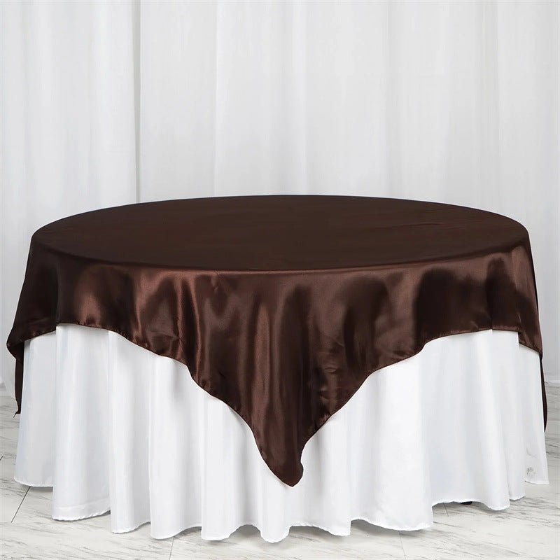 Satin Table Overlay 85"x85" Brown - YauSpark