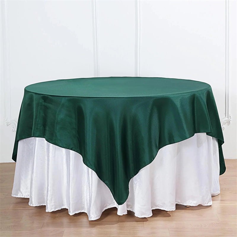 Satin Table Overlay 85"x85" Dark Green - YauSpark