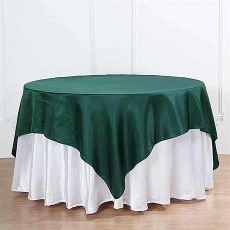 Satin Table Overlay 85"x85" Dark Green - YauSpark