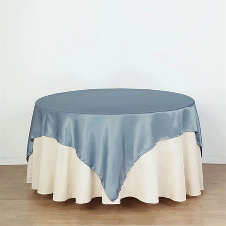 Satin Table Overlay 85"x85" Gray Blue - YauSpark