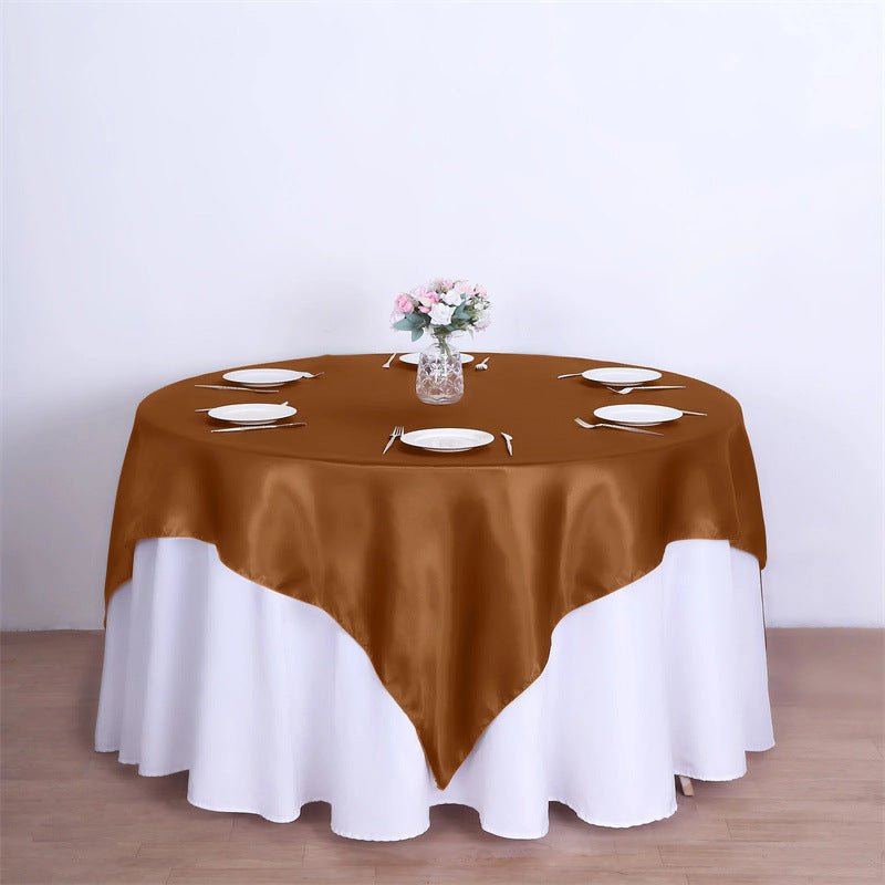 Satin Table Overlay 85"x85" Light Brown - YauSpark