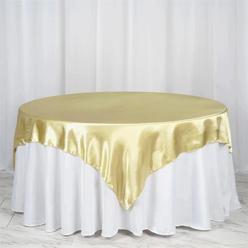 Satin Table Overlay 85"x85" Light Gold - YauSpark