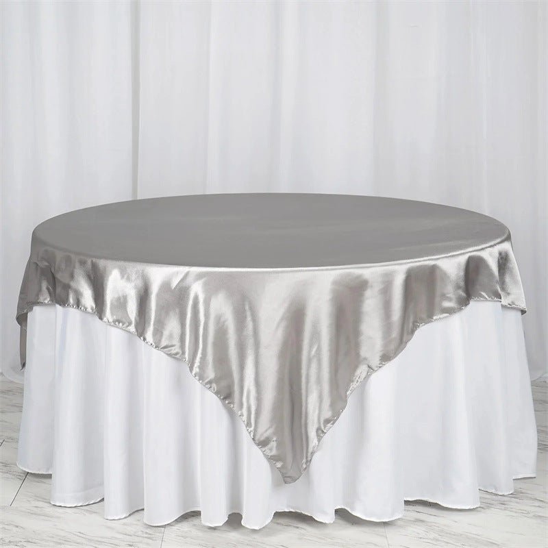Satin Table Overlay 85"x85" Light Gray - YauSpark