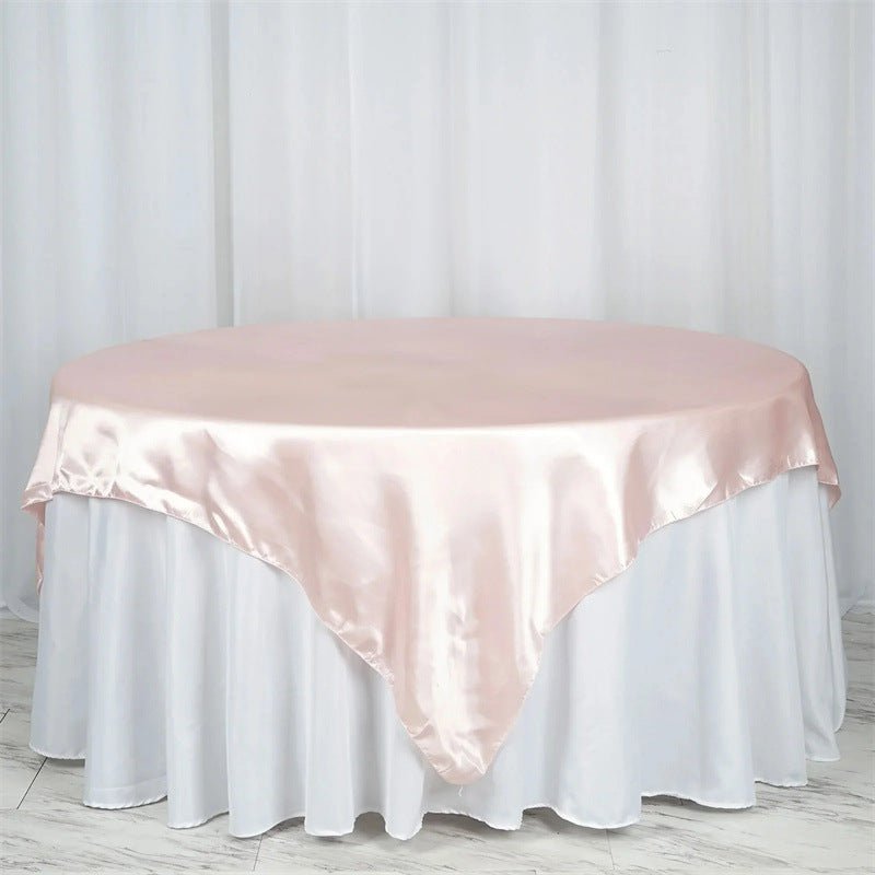 Satin Table Overlay 85"x85" Light Pink - YauSpark