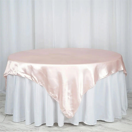 Satin Table Overlay 85"x85" Light Pink - YauSpark