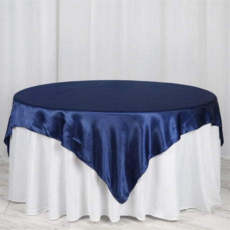 Satin Table Overlay 85"x85" Navy Blue - YauSpark