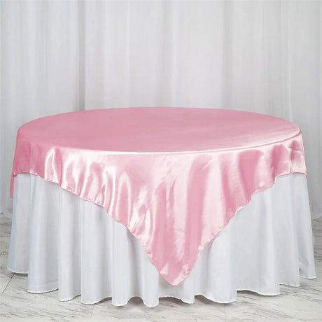 Satin Table Overlay 85"x85" Pink - YauSpark