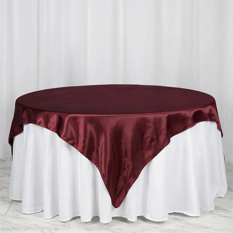 Satin Table Overlay 85"x85" Wine Red - YauSpark