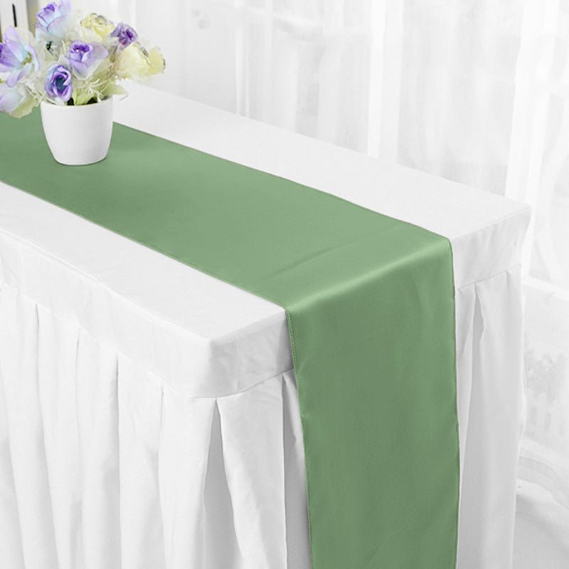 Satin Table Runner 12"x110" Avocado Green - YauSpark