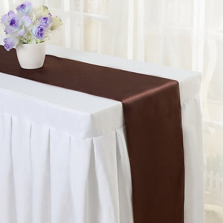 Satin Table Runner 12"x110" Dark Brown - YauSpark
