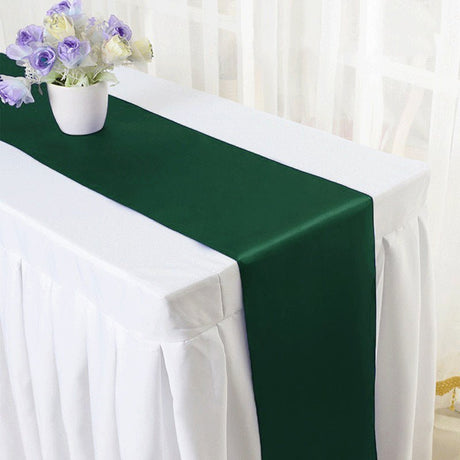 Satin Table Runner 12"x110" Dark Green - YauSpark
