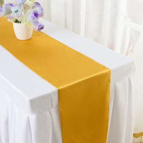 Satin Table Runner 12"x110" Golden - YauSpark