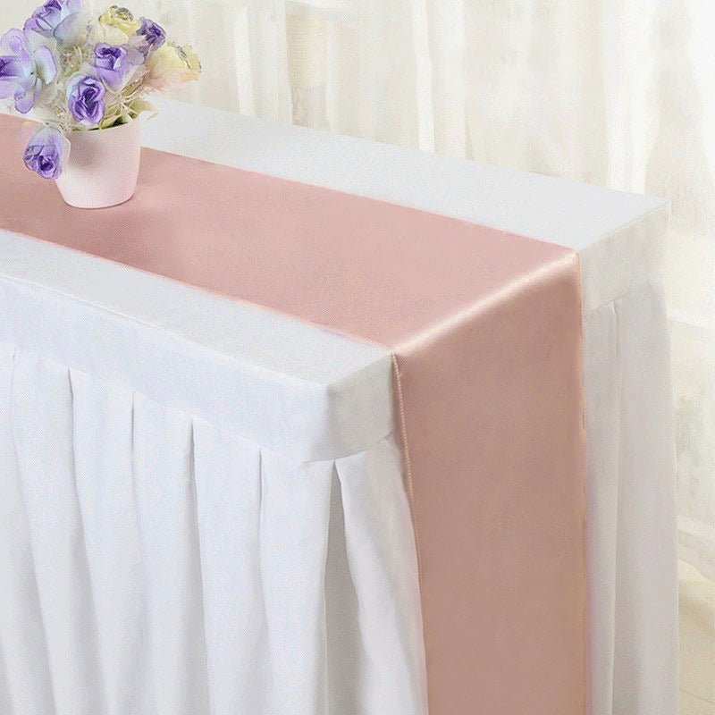 Satin Table Runner 12"x110" Rose Gold - YauSpark