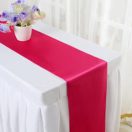 Satin Table Runner 12"x110" Rose Red - YauSpark