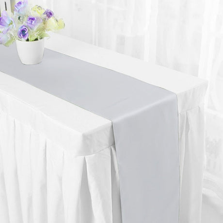 Satin Table Runner 12"x110" Silver Gray - YauSpark