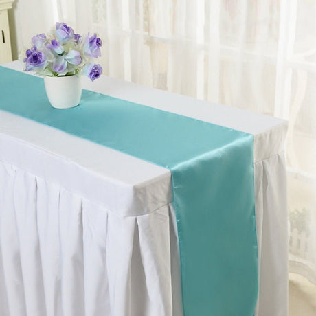 Satin Table Runner 12"x110" Tiffany Blue - YauSpark