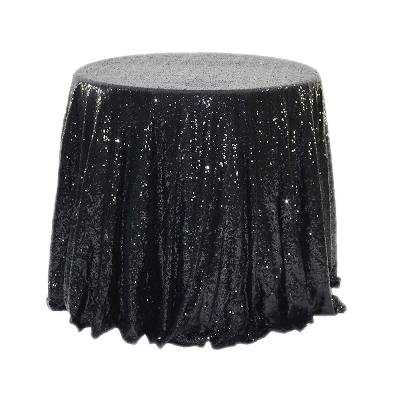 Sequin Round Tablecloth 132" Black - YauSpark