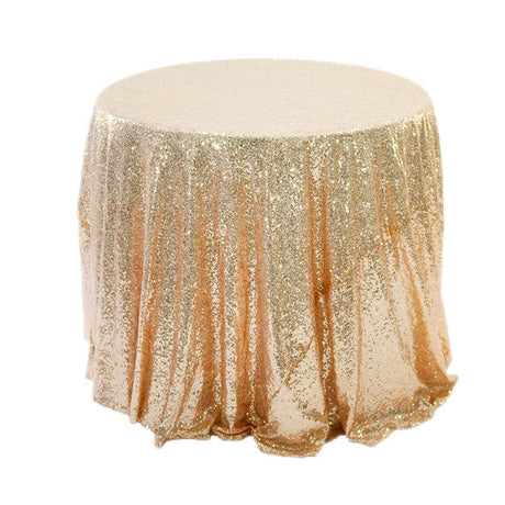 Sequin Round Tablecloth 132" Champagne Gold - YauSpark