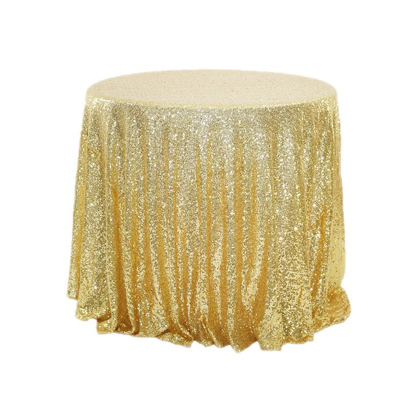 Sequin Round Tablecloth 132" Gold - YauSpark