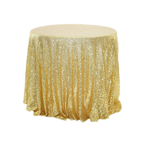 Sequin Round Tablecloth 132" Gold - YauSpark