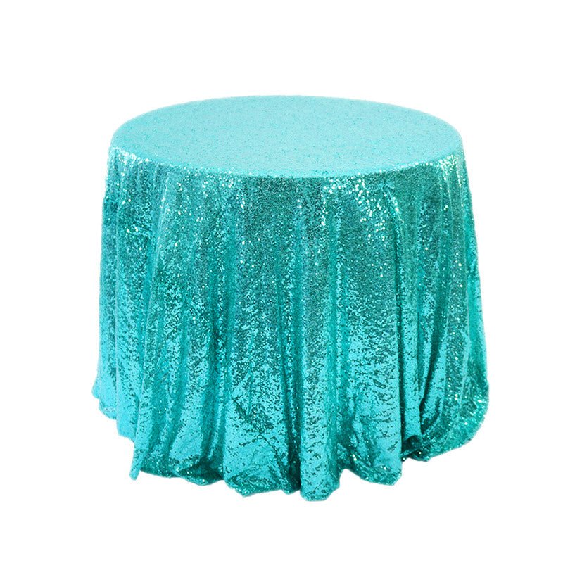 Sequin Round Tablecloth 132" Peacock Green - YauSpark