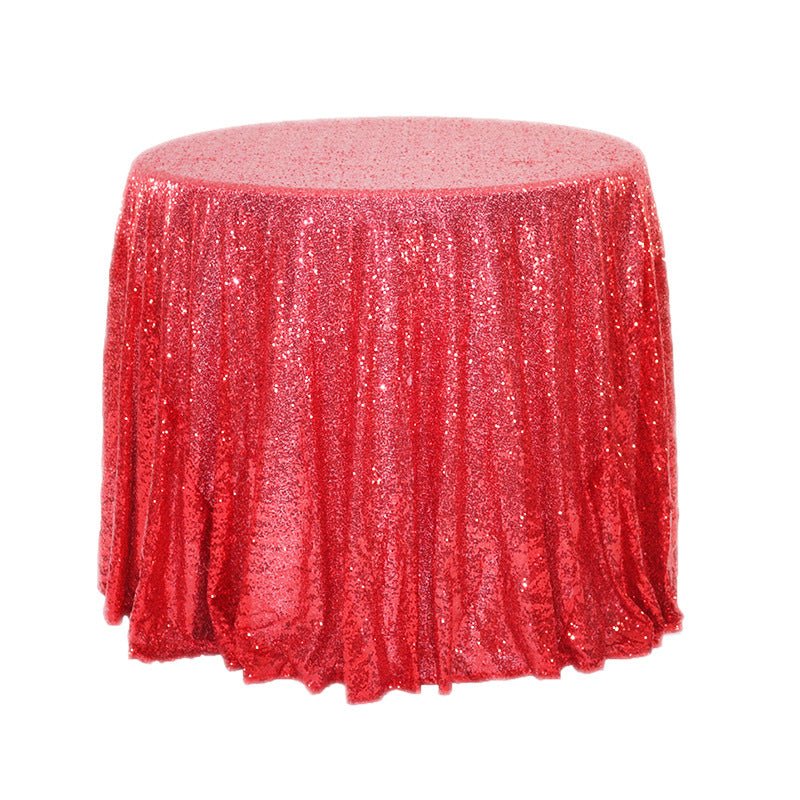 Sequin Round Tablecloth 132" Red - YauSpark