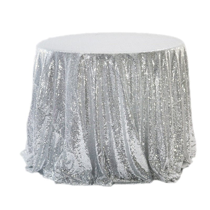 Sequin Round Tablecloth 132" Silver - YauSpark