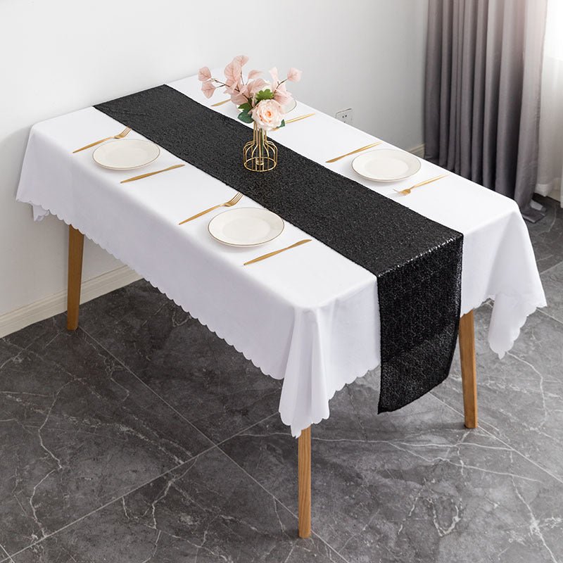Sequin Table Runner 12" x 110" Black - YauSpark