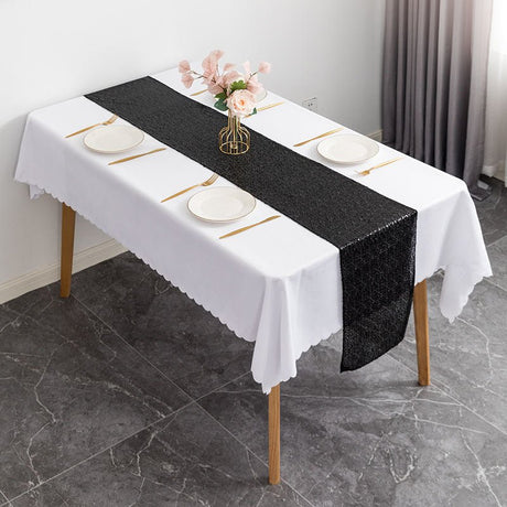 Sequin Table Runner 12" x 110" Black - YauSpark