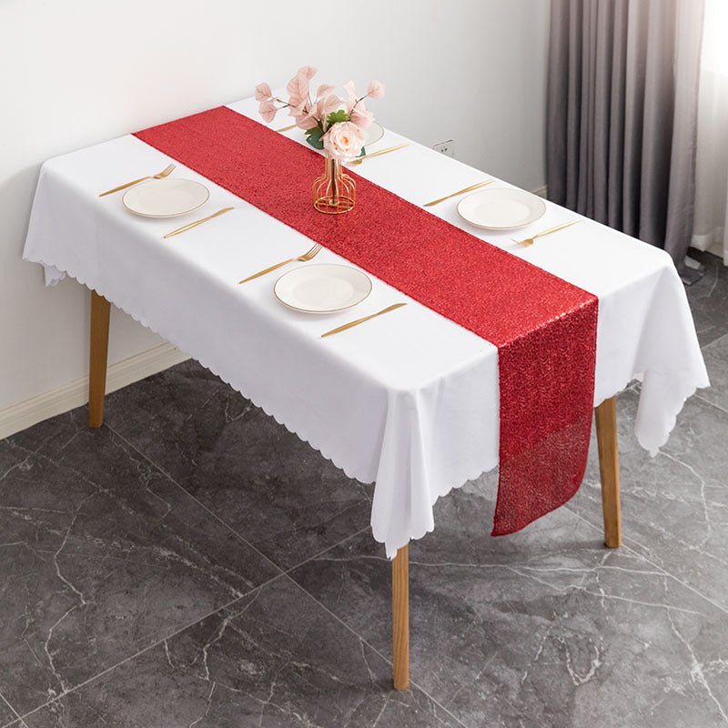 Sequin Table Runner 12" x 110" Red - YauSpark