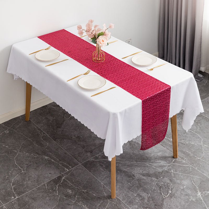 Sequin Table Runner 12" x 110" Rose Red - YauSpark