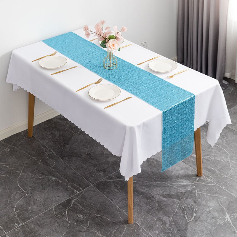 Sequin Table Runner 12" x 110" Sky Blue - YauSpark