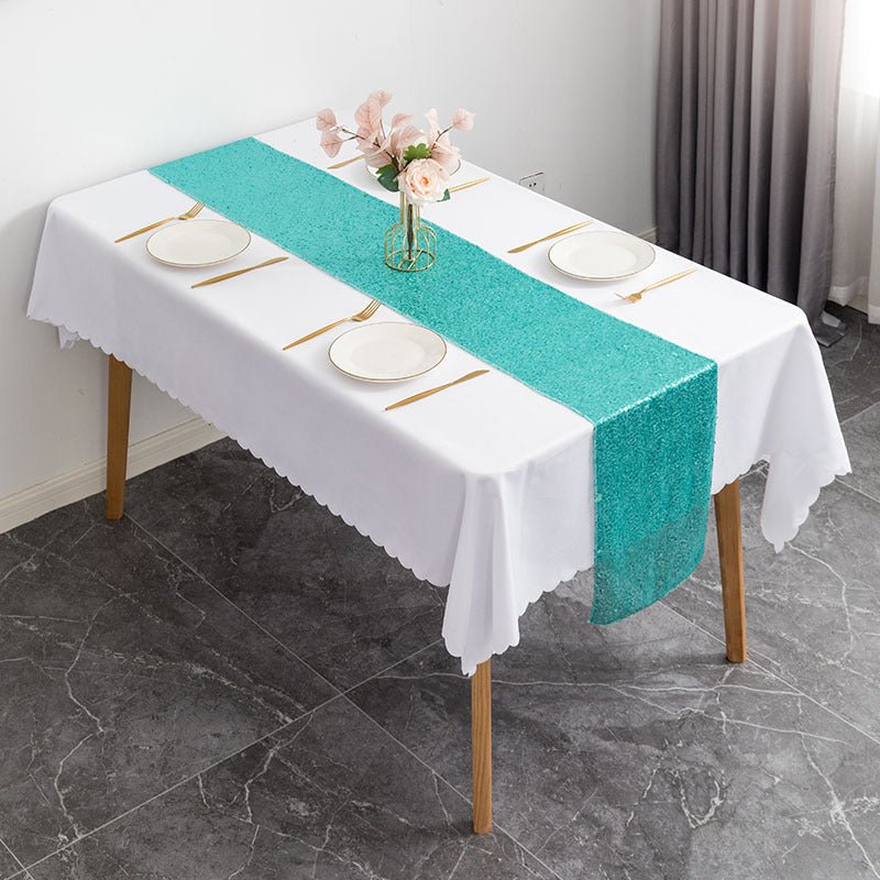 Sequin Table Runner 12" x 110" Tiffany Blue - YauSpark