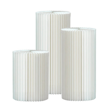 Set of 3 White Foldable Roman Paper Pillars for Parties 16” 24“ 32” - YauSpark