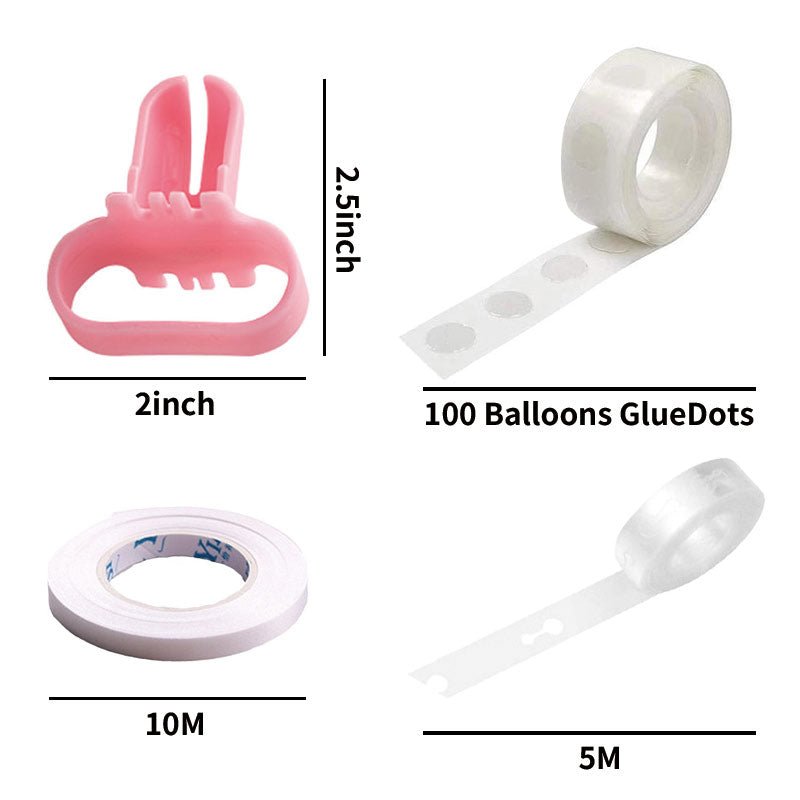 Set of 4 Balloon Arch Kit - Decorating Strips, Balloon Tie Tool, Glue Dots and Curling Ribbon - YauSpark