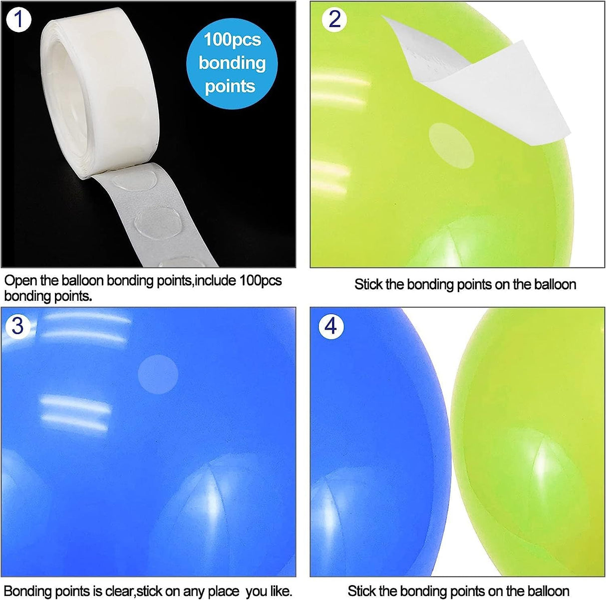 Set of 4 Balloon Arch Kit - Decorating Strips, Balloon Tie Tool, Glue Dots and Curling Ribbon - YauSpark