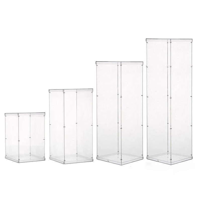Set of 4 Clear Acrylic Pedestal Risers Transparent Display Boxes - YauSpark