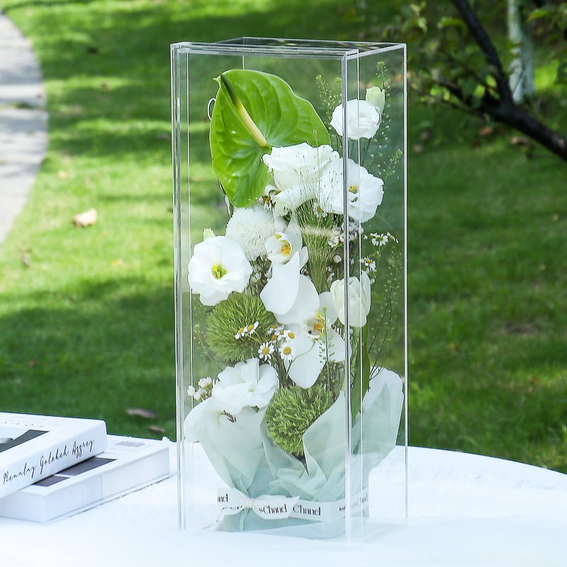 Set of 4 Clear Acrylic Pedestal Risers Transparent Display Boxes - YauSpark
