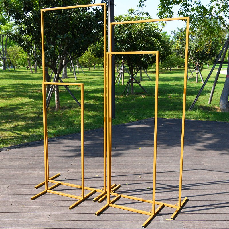 Set of 4 Gold Metal Frame Wedding Arch, Rectangular Backdrop Stand, Floral Display Frame 3.9ft, 4.9ft, 5.9ft, 6.5ft - YauSpark