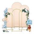 Set of 4 Gold Metal Wedding Arch Backdrop Stand Floral Display Frame With Round Top - YauSpark