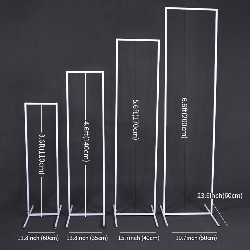 Set of 4 Slim White Metal Wedding Arches 3.6ft - 6.6ft Rectangular Backdrop Stands - Floral Display Frames - YauSpark