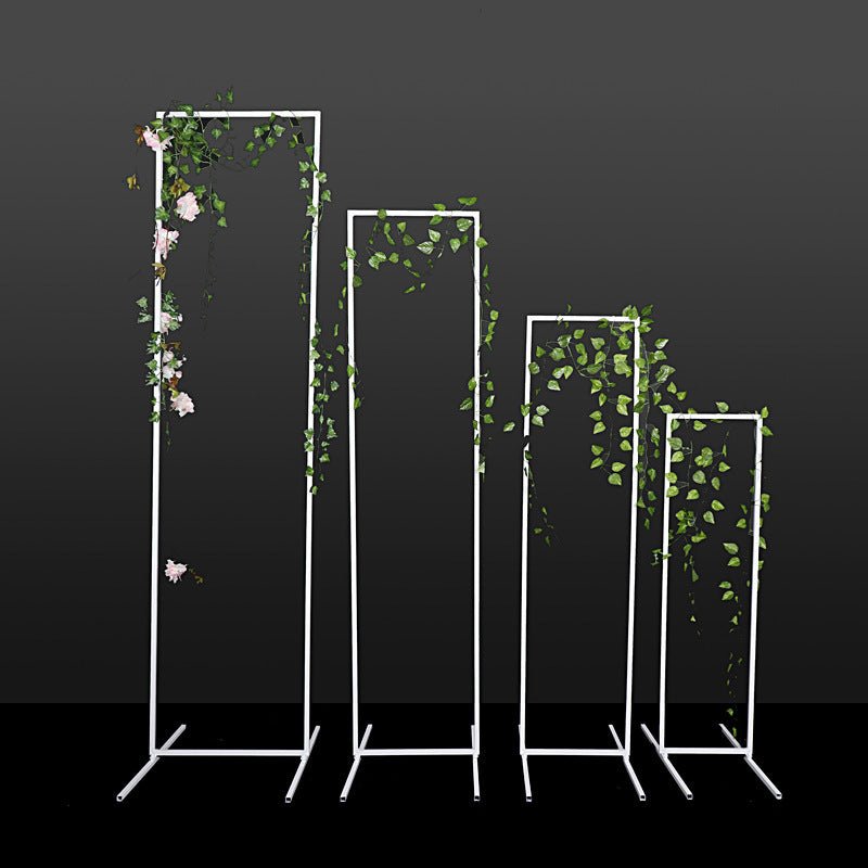 Set of 4 Slim White Metal Wedding Arches 3.6ft - 6.6ft Rectangular Backdrop Stands - Floral Display Frames - YauSpark