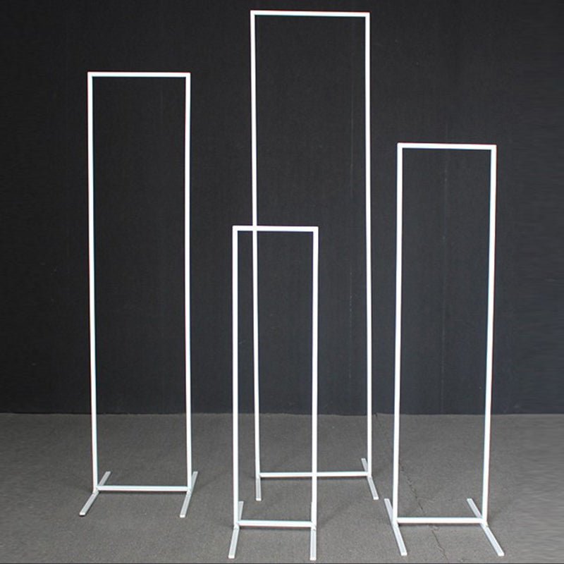 Set of 4 Slim White Metal Wedding Arches 3.6ft - 6.6ft Rectangular Backdrop Stands - Floral Display Frames - YauSpark
